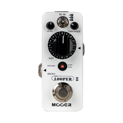 Pédale MICRO LOOPER II, looper, 48 emplacements permettant jusqu'à 10 minutes d'enregistrement chacun, blanc
