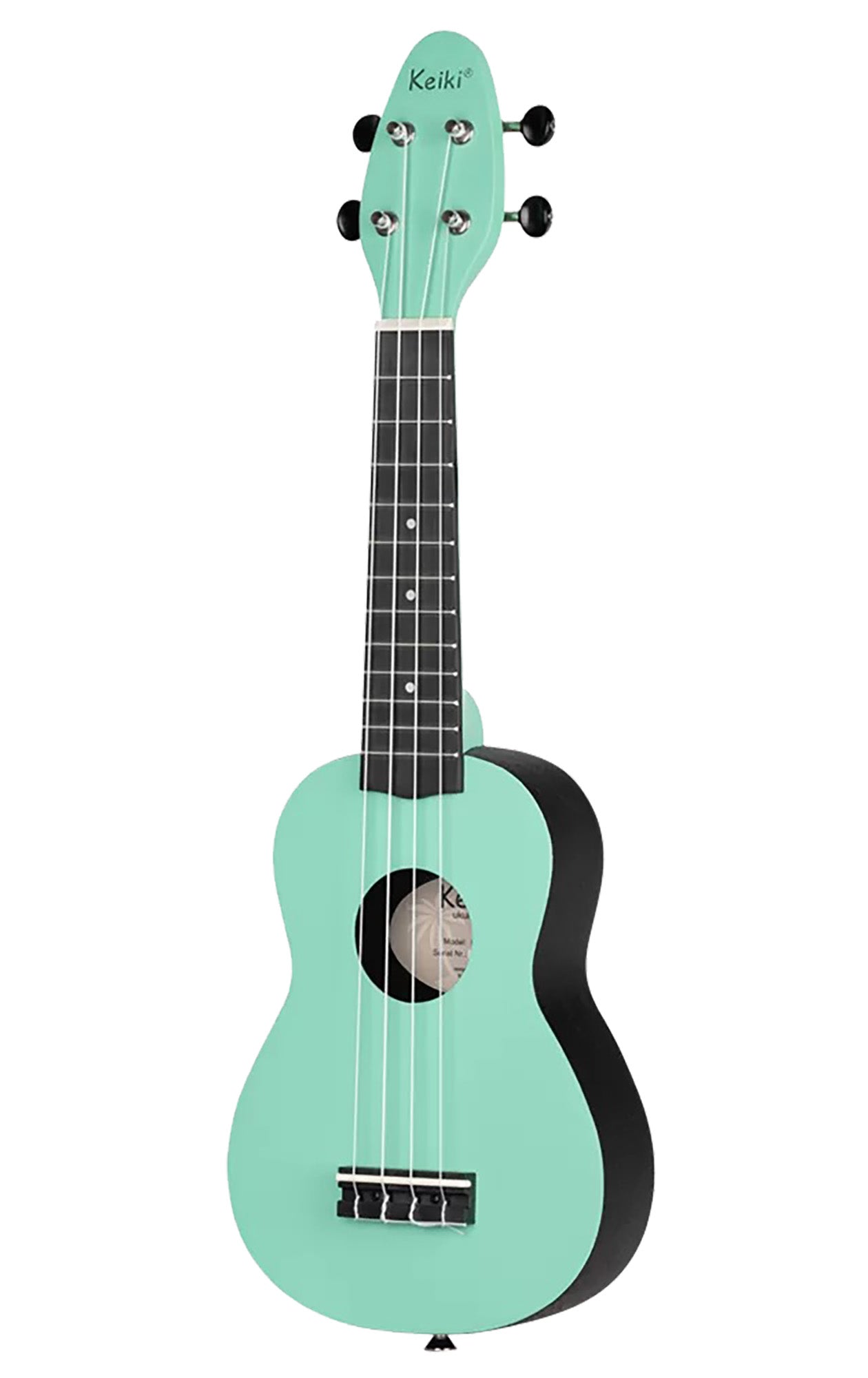 K2-CBM, pack ukulélé Soprano, table agathis, corps ABS galbé, manche okoumé, 12 frettes, accessoires, caribbean mint satiné