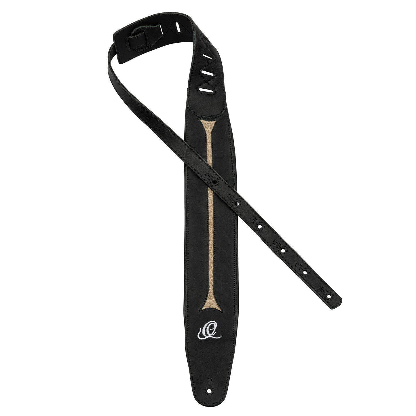 OSBS-2, courroie basse, cuir véritable, 3 couches et incrustation, largeur 9 cm, longueur 105 à 160 cm, vintage ash