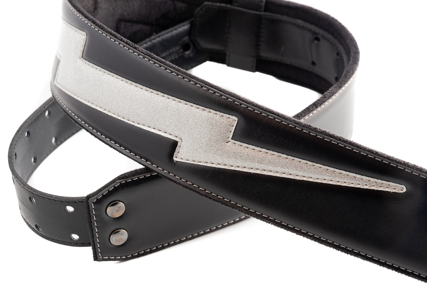 Courroie modèle BOLT II, extérieur synthétique et tissu, largeur 6 cm, longueur 100 à 145 cm, porte-médiators intégré, noir