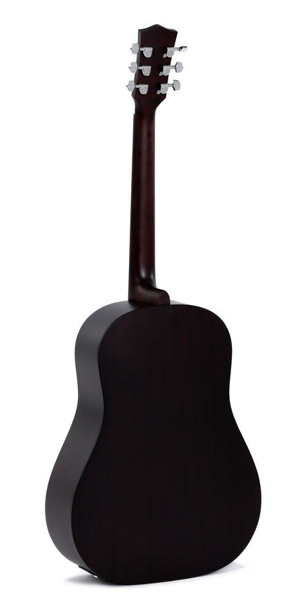 Modèle JM-SGE, Dreadnought Slope Shoulder, table épicéa massif, f/e acajou, EQ Sigma, sunburst satiné