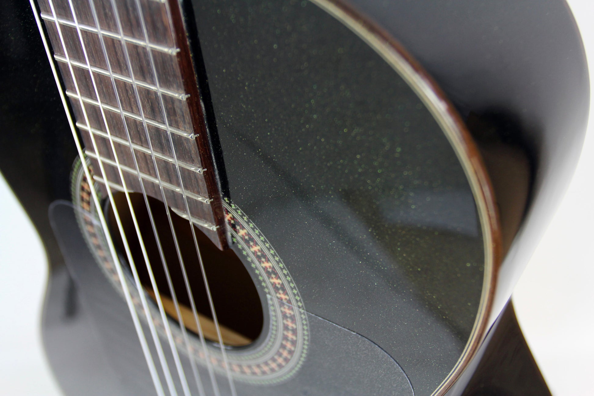 5F BLACKSTAR, Flamenca, table épicéa massif, fond & éclisses sycomore, manche acajou, touche palissandre, noir pailleté