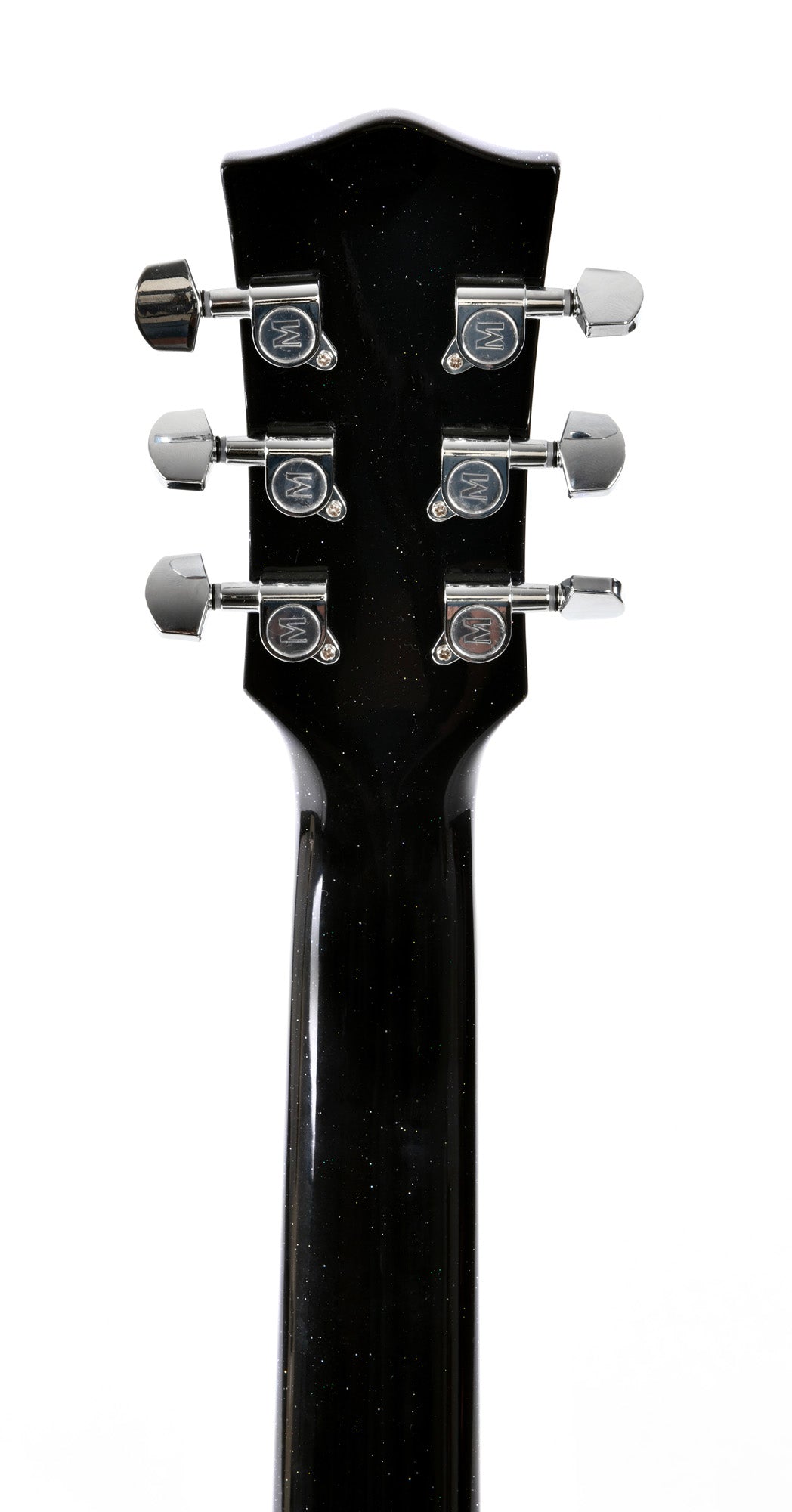 Modèle GJM-1E, Grand Jumbo, table épicéa massif, f/e acajou, touche micarta, EQ Fishman, noir pailleté