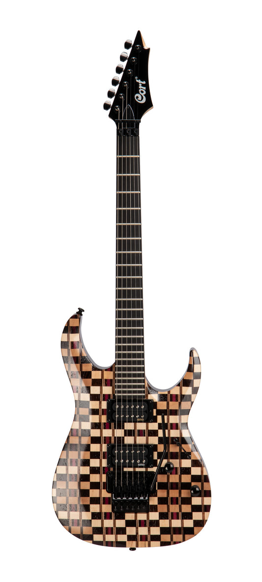 X300 LE MOSAIC, série limitée, corps acajou, touche ébène, vibrato Floyd Rose, micros EMG RetroActive, naturel vintage brillant