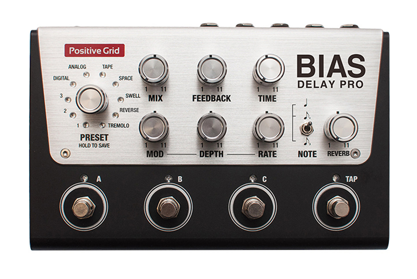 BIAS Delay Pro, pédale délai, 1.3 kg, avec alimentation, noir et gris