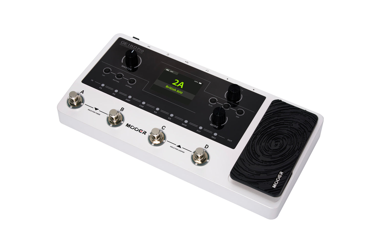 Pédalier multi-effets GE150 PRO, 55 simulations d'amplis haute-qualité, 26 simulations de haut-parleurs (IR), blanc