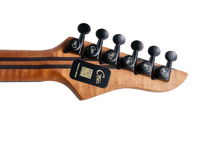 GTRS M810, corps aulne, manche érable torréfié, table loupe de peuplier, touche palissandre, processeur GTRS, natural burst