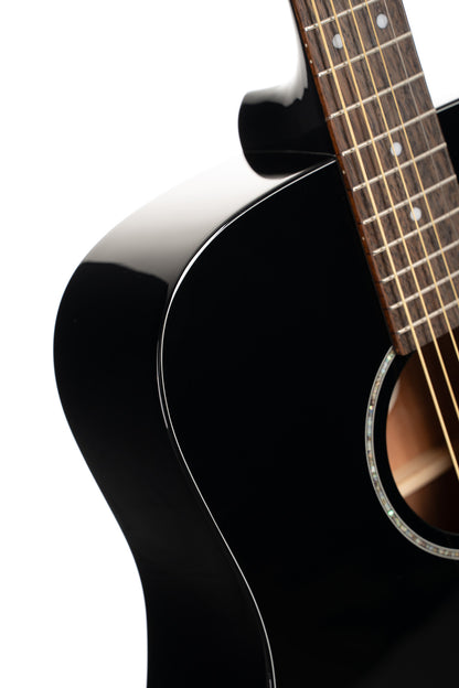 Earth 60, table épicéa massif, fond & éclisses acajou, touche laurier, noir brillant