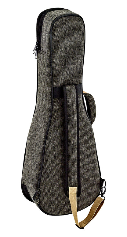 Etui léger pour ukulélé Ténor, toile/coton, rembourrage 22 mm, intérieur peluche noir, repose-manche avec velcro, mocca