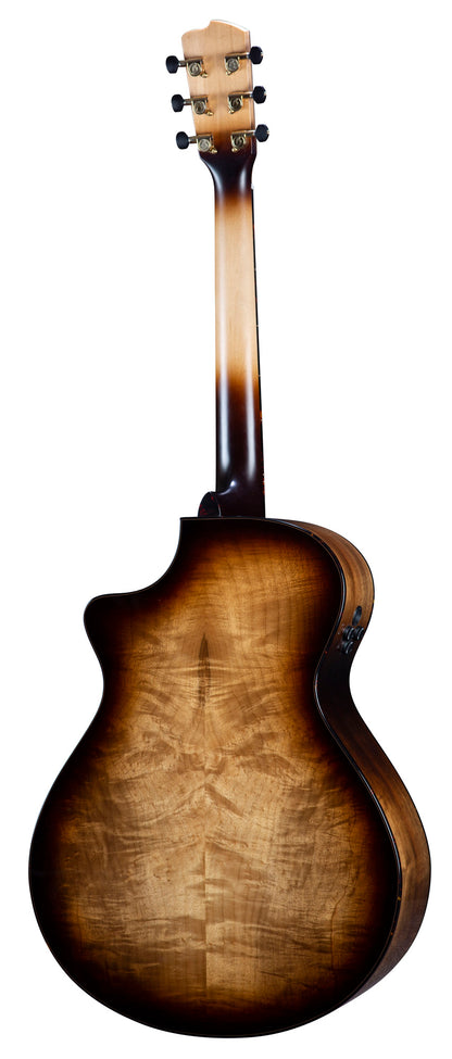 ARTISTA PRO CONCERTO BURNT AMBER CE, pan coupé, table épicéa massif, f/e myrtlewood massif, EQ Fishman Flex Plus-T, étui