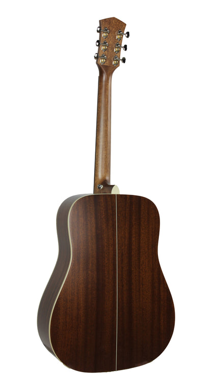 Essence D4, table épicéa Sitka massif torréfié, f/e acajou, touche & chevalet palissandre, semi brillant, table noire