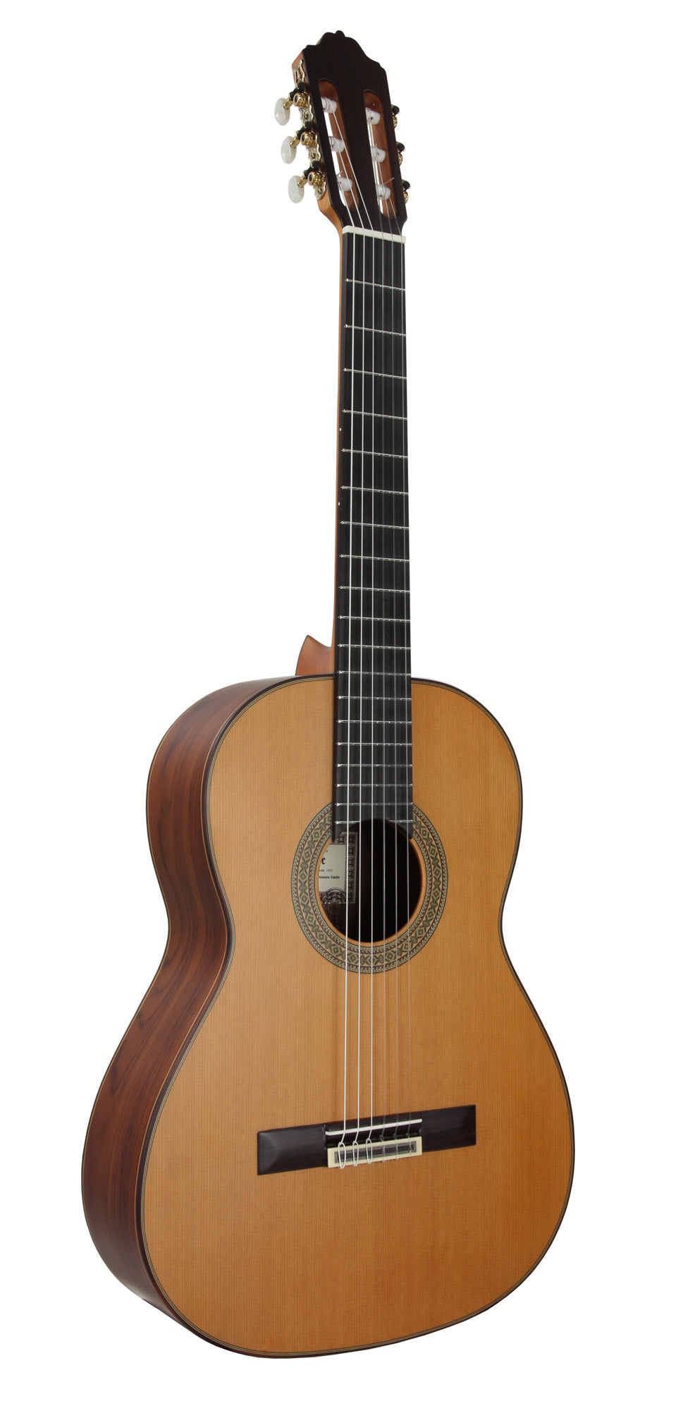 MOD.7, table cèdre massif, fond et éclisses palissandre, touche palissandre, diapason 650 mm, naturel satiné