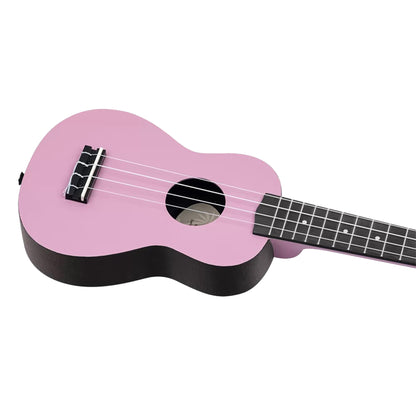 K2-FYD, pack ukulélé Soprano, table agathis, corps ABS galbé, manche okoumé, 12 frettes, accessoires, fairy dust satiné