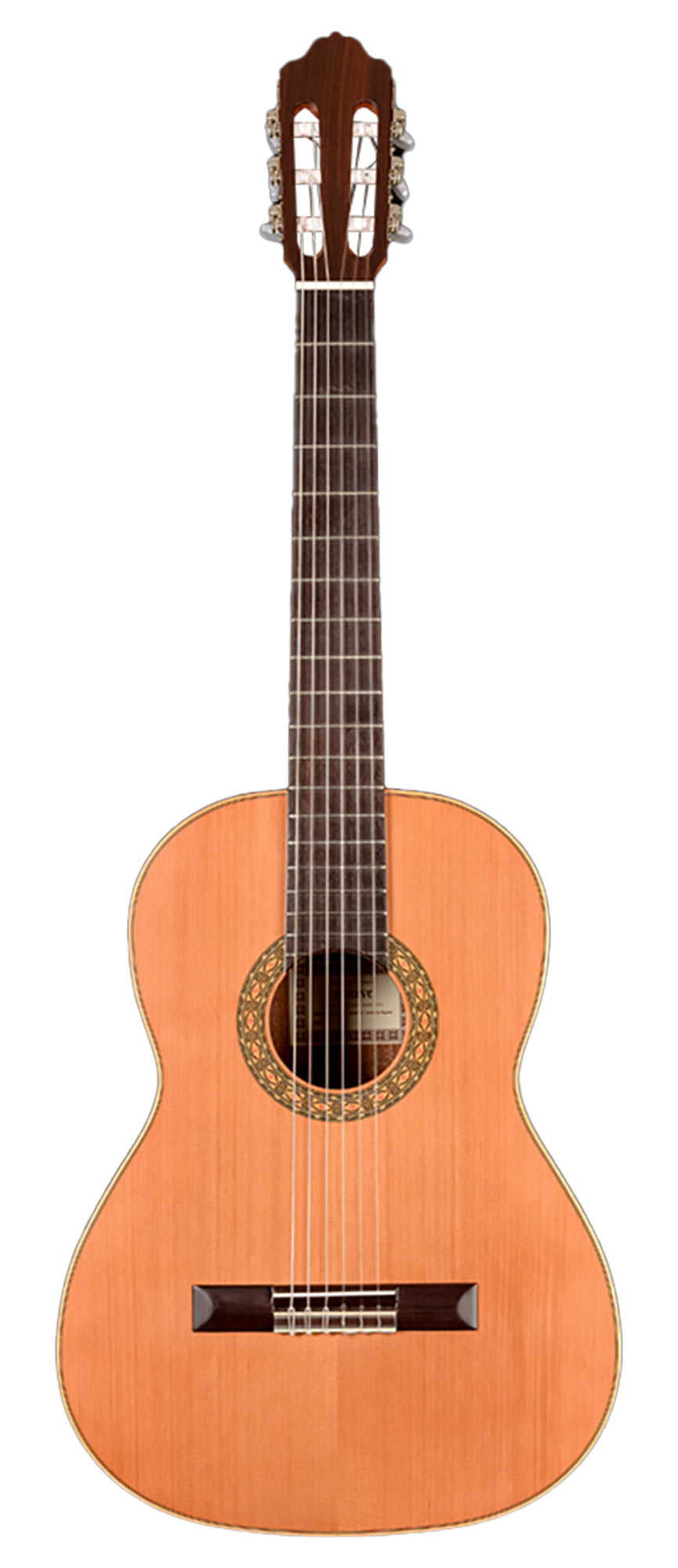 MOD.1, table cèdre massif, fond & éclisses acajou, touche palissandre, sillet de tête 52 mm, naturel pores ouverts