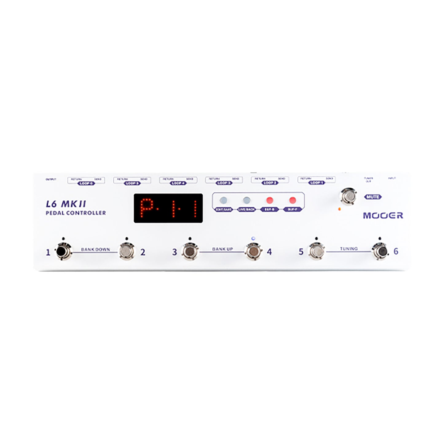 Pédalier de contrôle CONTROLLER L6 MKII, 6 switchs, programmable, 2 modes (Live/Play), 36 presets, 2 buffers, accordeur, blanc