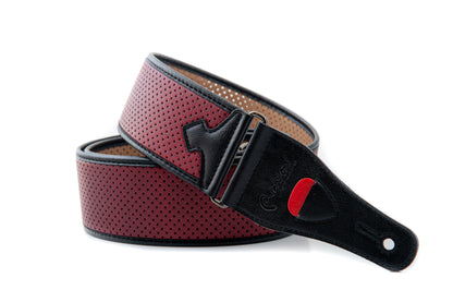 Courroie modèle MONTE-CARLO, matériau synthétique à perforations multiples, largeur 6 cm, longueur 90 à 153 cm, rouge