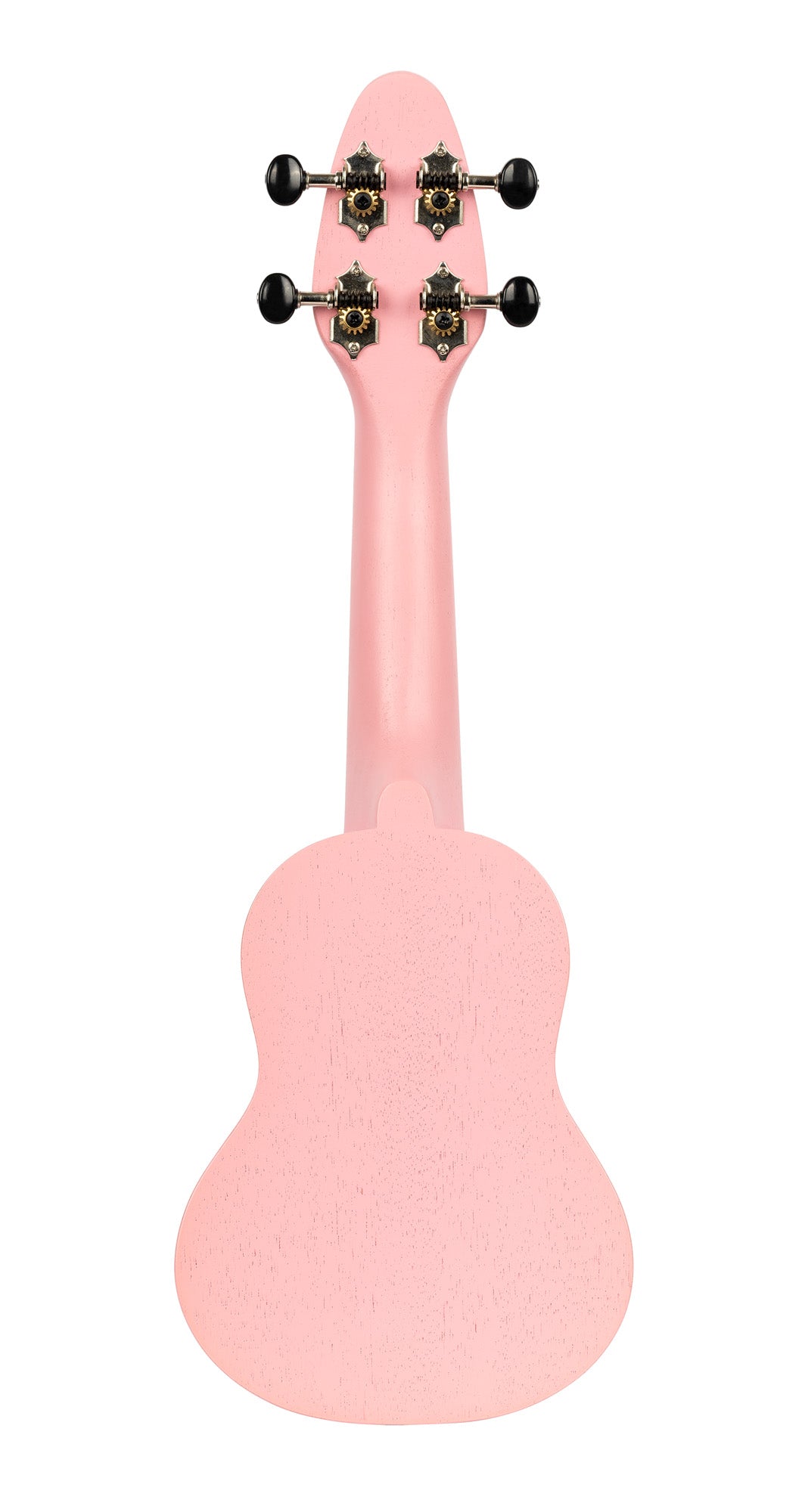 K1-PNK, ukulélé Sopranino, table okoumé avec motif tortue, fond & éclisses okoumé, manche okoumé, rose pores ouverts