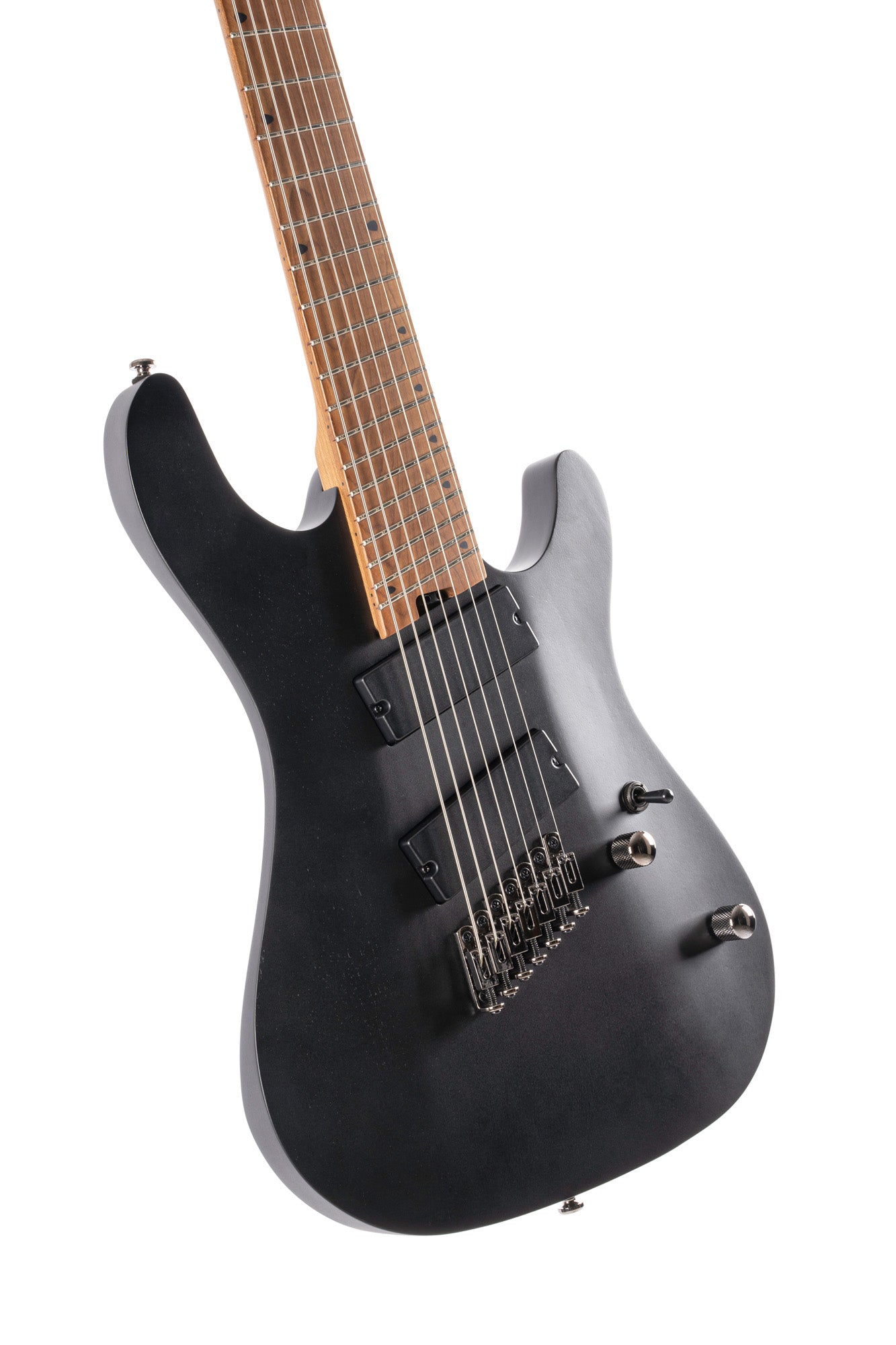 KX307MS, modèle 7 cordes, corps acajou, manche et touche érable torréfié, micros doubles passifs PowerBar, noir pores ouverts