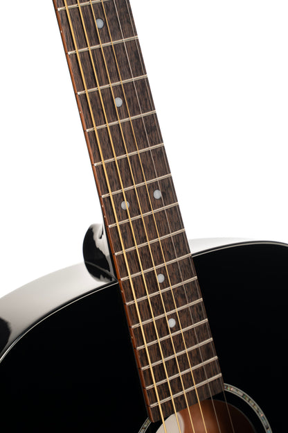 L60, forme Orchestra Model, table épicéa massif, fond & éclisses acajou, touche laurier, noir brillant