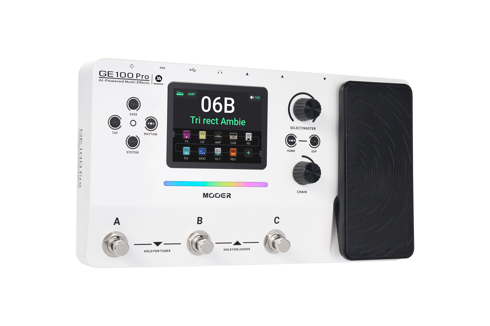 Mooer GE100 Pro - vue panneau de contrôle