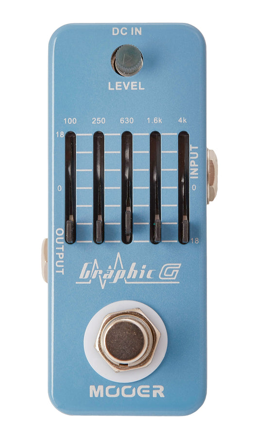 Pédale GRAPHIC G, égaliseur graphique 5 bandes (+/-18dB) pour guitare, boîtier métal, true bypass, bleu