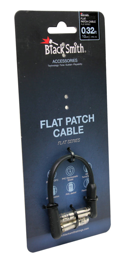 Câble patch Flat Series Jack coudé/Jack coudé, 10 centimètres, connecteurs plaqués or, noir