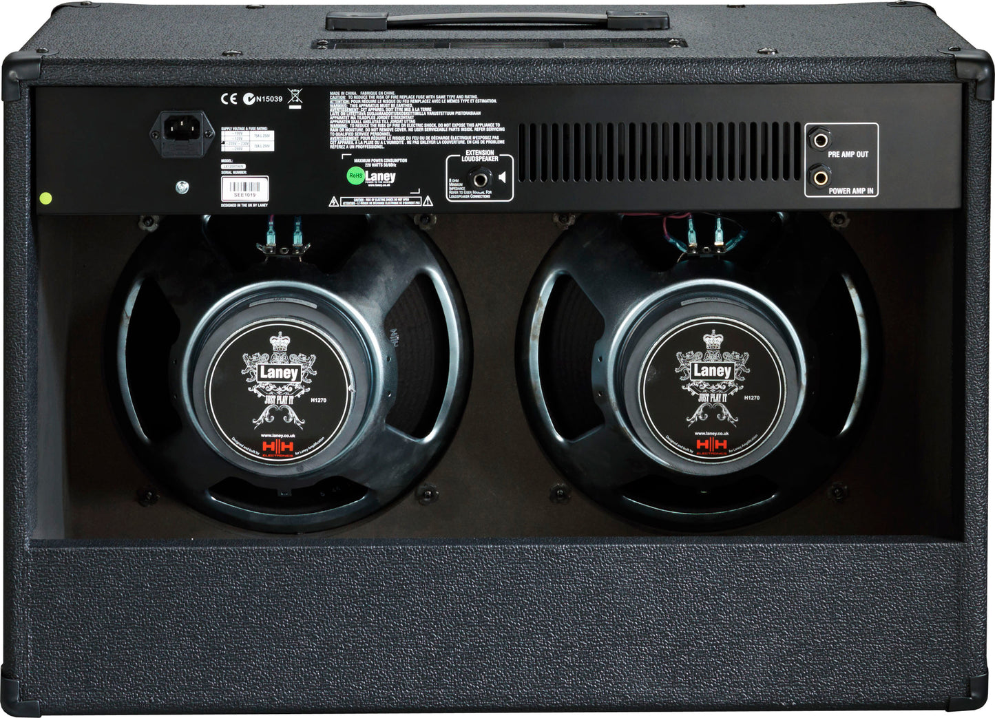 Ampli guitare 120W, 2 x 12" HH, 1 entrée, 2 canaux, EQ 3 bandes par canal, boucle d'effet, réverb, 18.5 kg, noir