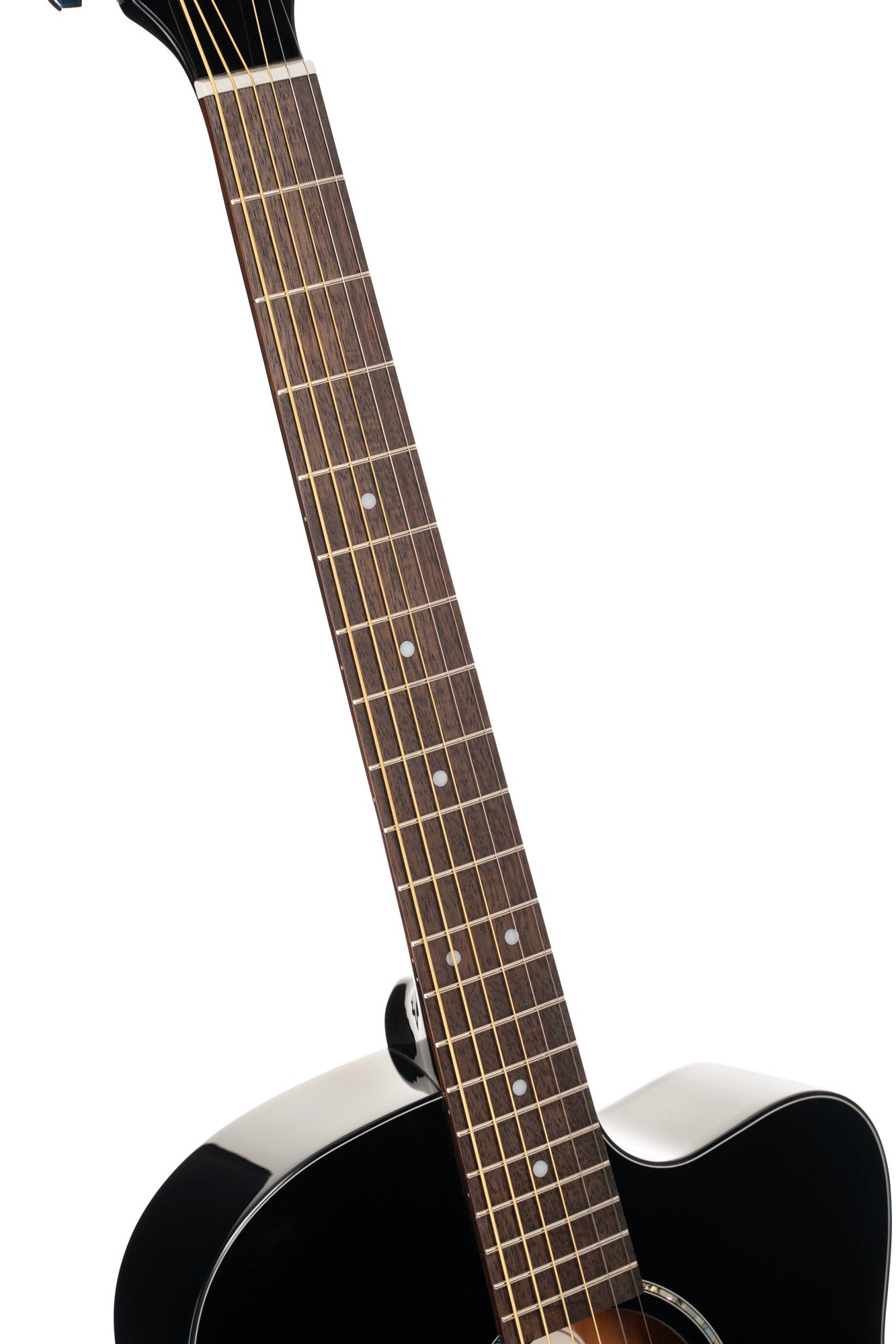 L60, forme Orchestra Model, pan coupé, table épicéa massif, fond & éclisses acajou, touche laurier, EQ CE304T, noir brillant