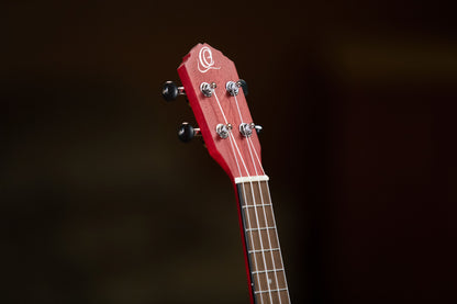 RUFIRE, modèle Concert, table okoume, fond & éclisses okoume, manche acajou, rouge satiné