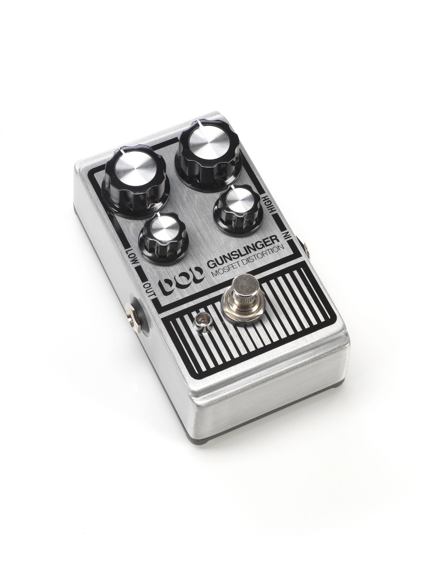 Pédale GUNSLINGER, distorsion Mosfet, fonctionnement sous 9 ou 18V, True Bypass, métal brossé