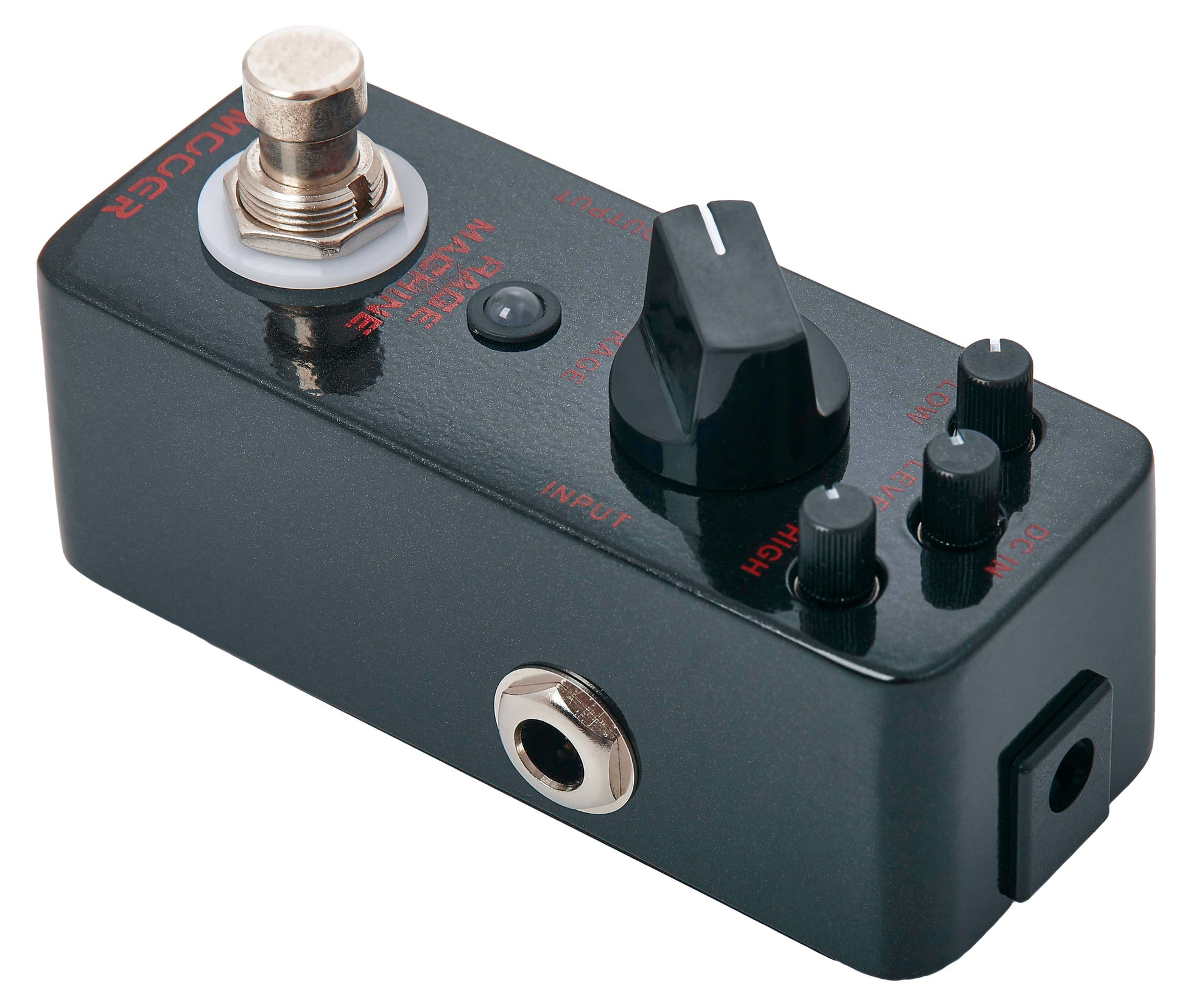 Pédale RAGE MACHINE, distorsion polyvalente style heavy metal, boîtier métal, true bypass, noir