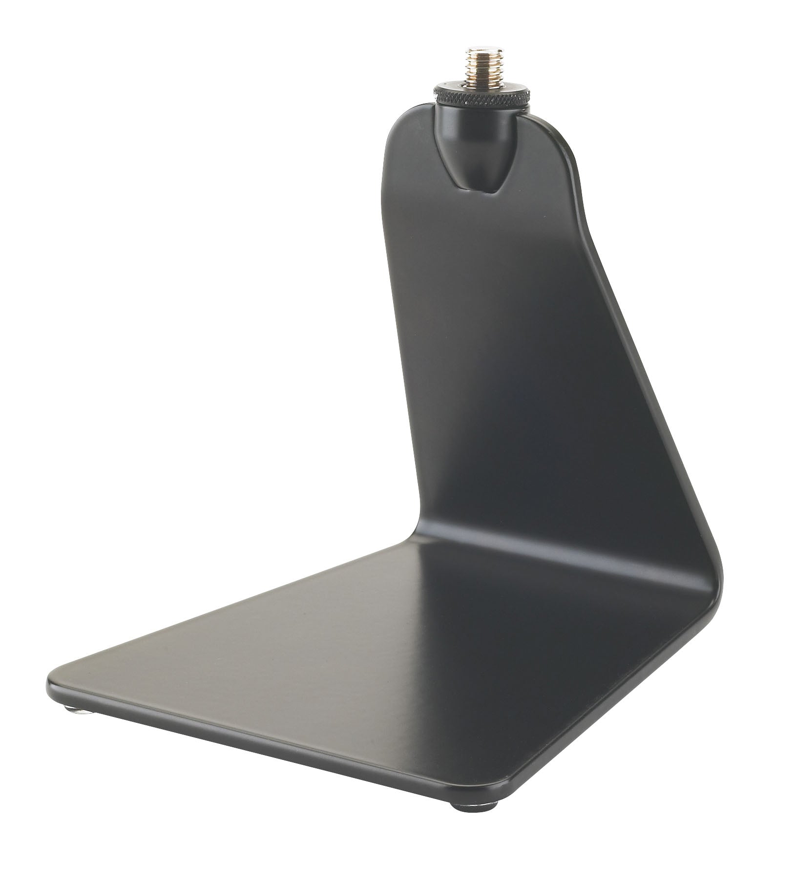 Support micro de table design, acier, filetage 3/8". Poids: 1 kg, base: 125 x 130 mm, hauteur: 142 mm, noir