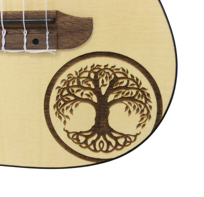 RFEU-4, exclu France, modèle Concert, table épicéa motif Tree of Life, fond & éclisses sapele, manche acajou, naturel satiné