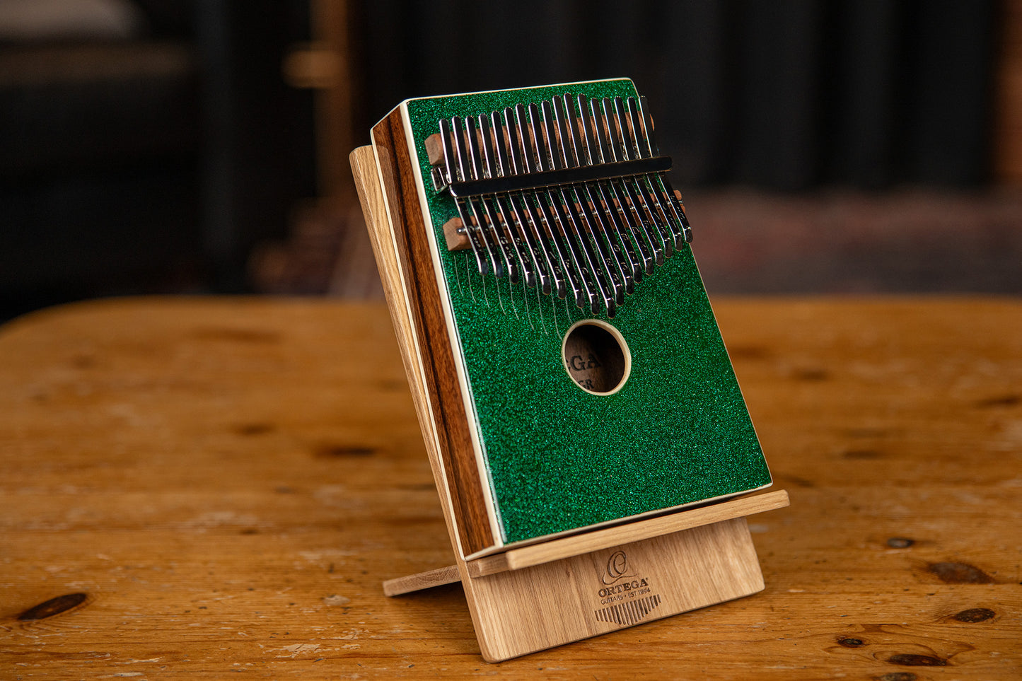 OKB4-MGR, kalimba Ortega série Acoustic, 17 notes en DO majeur, acacia massif, housse, vert