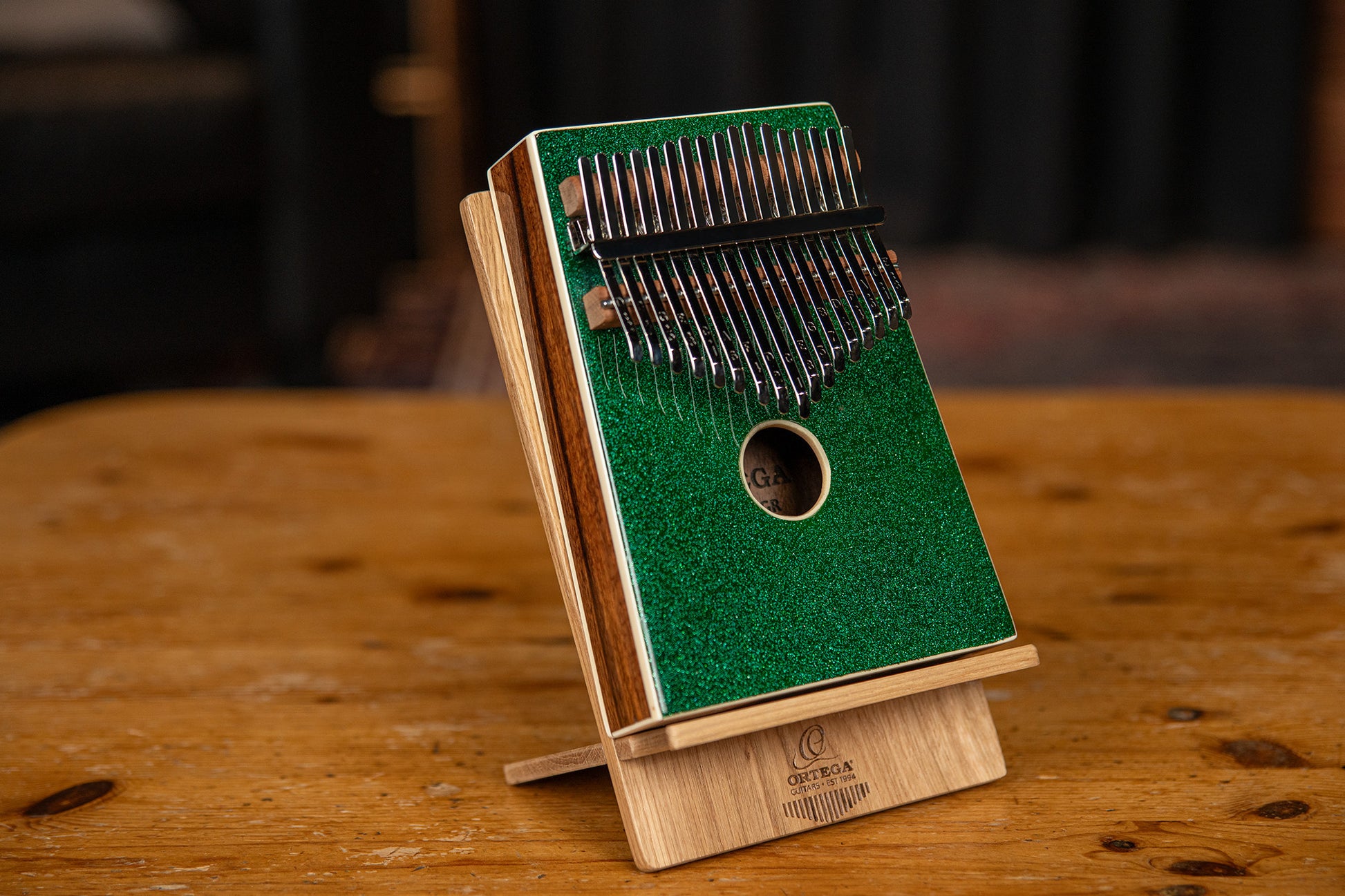 OKB4-MGR, kalimba Ortega série Acoustic, 17 notes en DO majeur, acacia massif, housse, vert