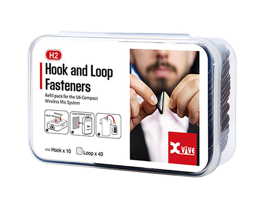 Boite d'attaches de rechange type scratch pour système XVIVE U6, 40 patchs carrés et 10 petites attaches autocollantes, noir