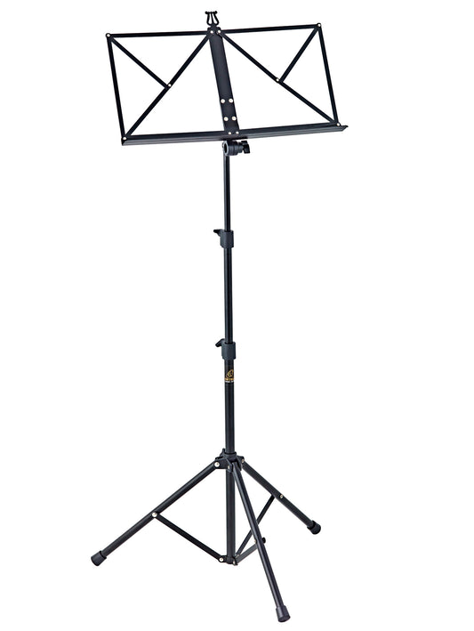 Pupitre pliant, 3 parties, aluminium, hauteur réglable: 57 à 127 cm, plateau: 43.5 x 22 cm, avec housse de transport, noir