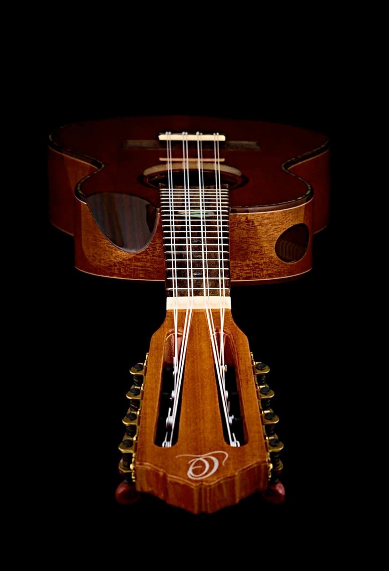 ECLIPSE-TE8, modèle Ténor 8 cordes pan coupé ergonomique, table acajou massif, fond & éclisses acajou massif, naturel brillant