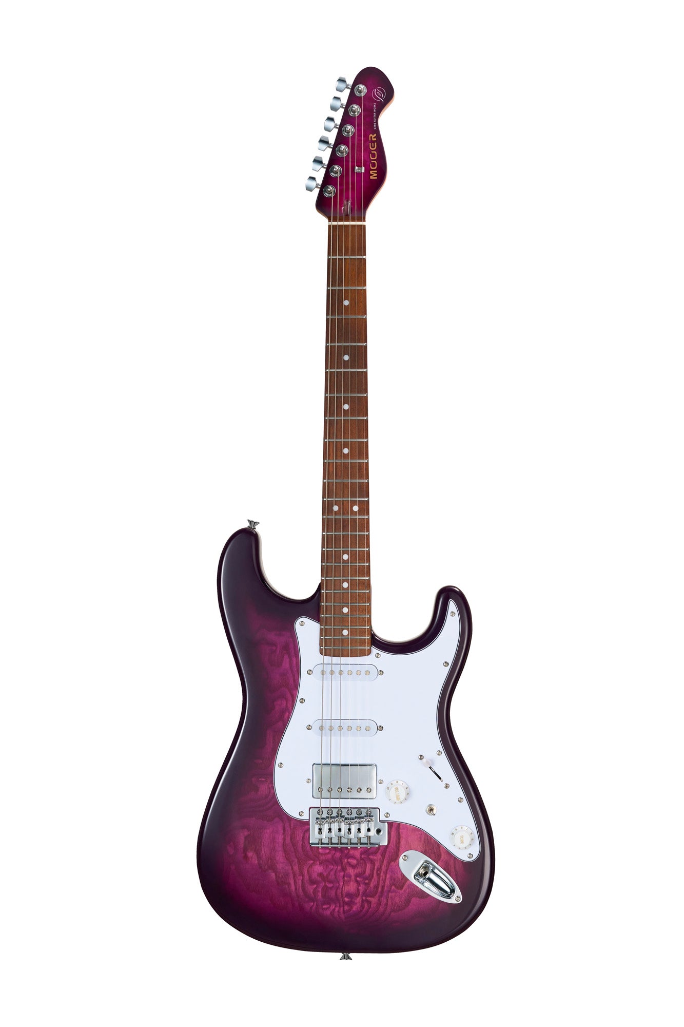 MOOER MSC20PRO, corps peuplier, manche érable torréfié satiné, touche jatoba, plum purple, avec housse