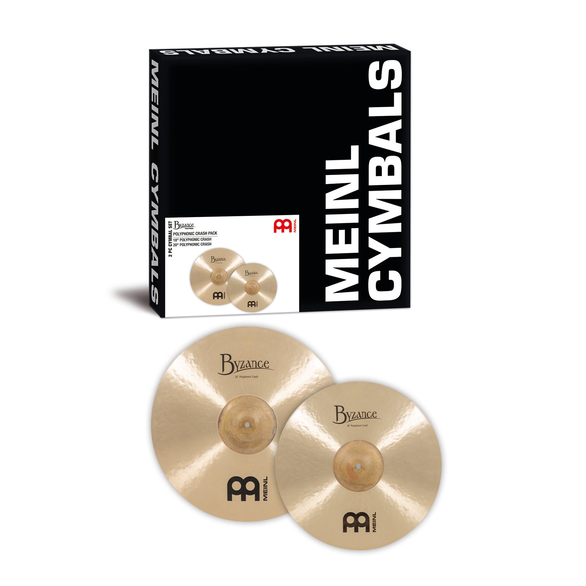 Pack de Cymbales Crash polyphonic Meinl Byzance Traditional 18"20" alliage bronze B20 fini Traditional