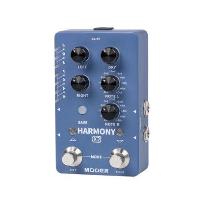 Pédale HARMONY X2, 12 hauteurs différentes, 11 modes harmoniques, boîtier métal, bleu
