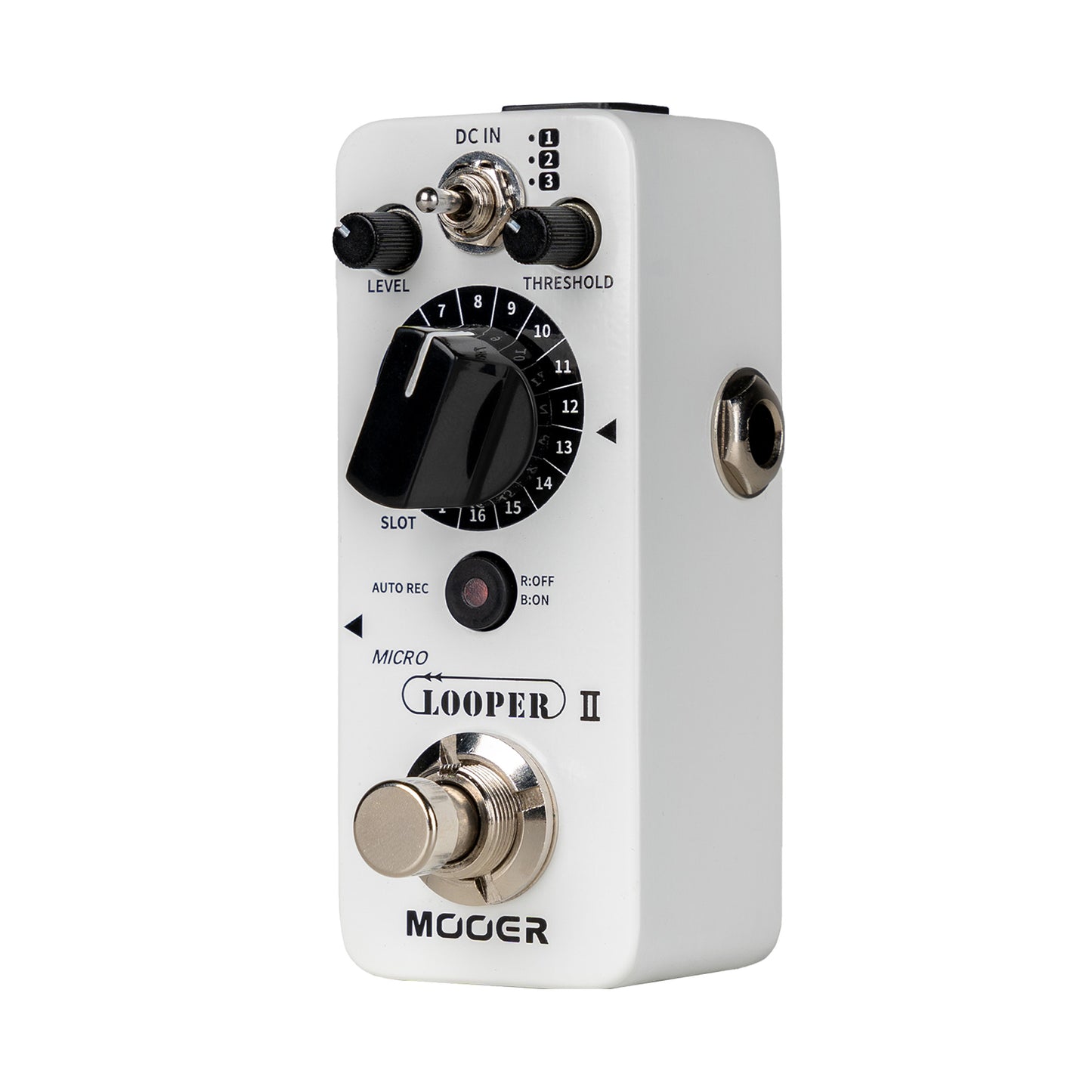 Pédale MICRO LOOPER II, looper, 48 emplacements permettant jusqu'à 10 minutes d'enregistrement chacun, blanc