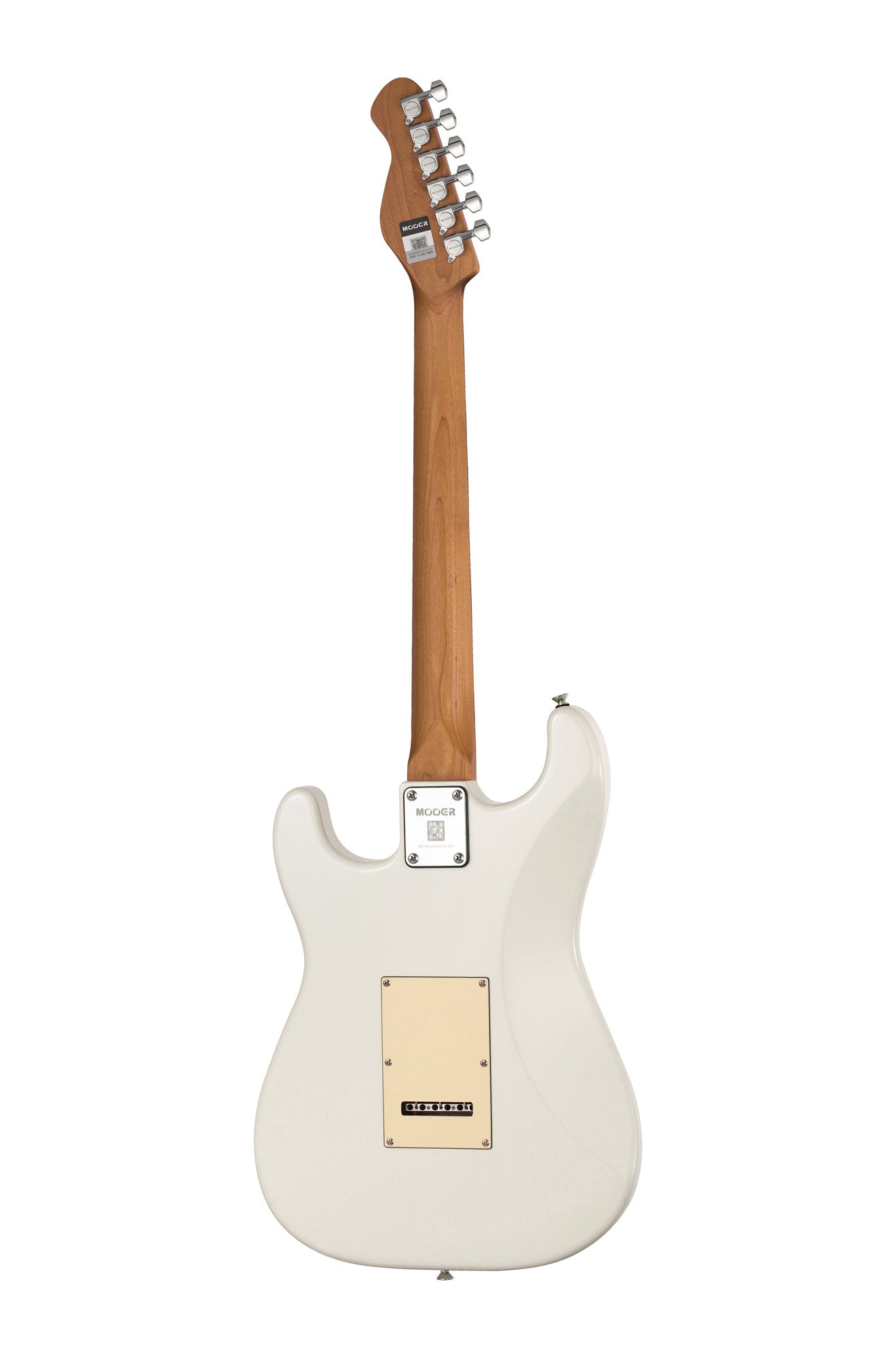 MOOER MSC10PRO, corps peuplier, manche érable torréfié satiné, touche ébène tech, blanc vintage, avec housse