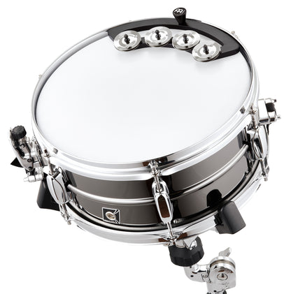 Tambourin backbeat en fibre, s'adapte sur fûts 10" à 12", 2 rangées de cymbalettes acier inoxydable, noir