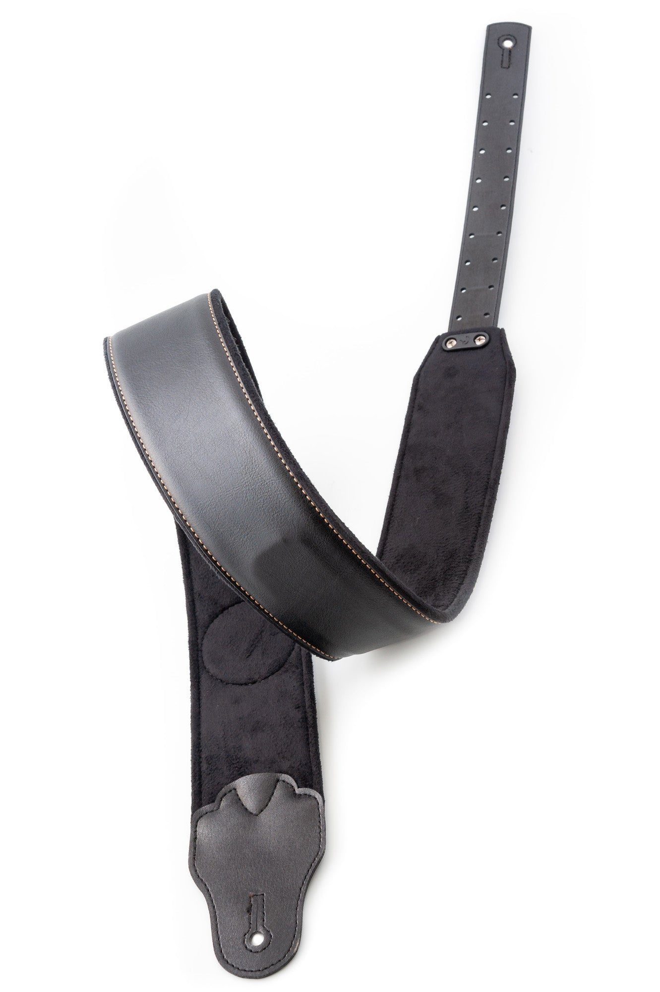 Courroie modèle TATOO SWALLOW, extérieur synthétique, largeur 7 cm, longueur 98 à 153 cm, porte-médiators intégré, noir