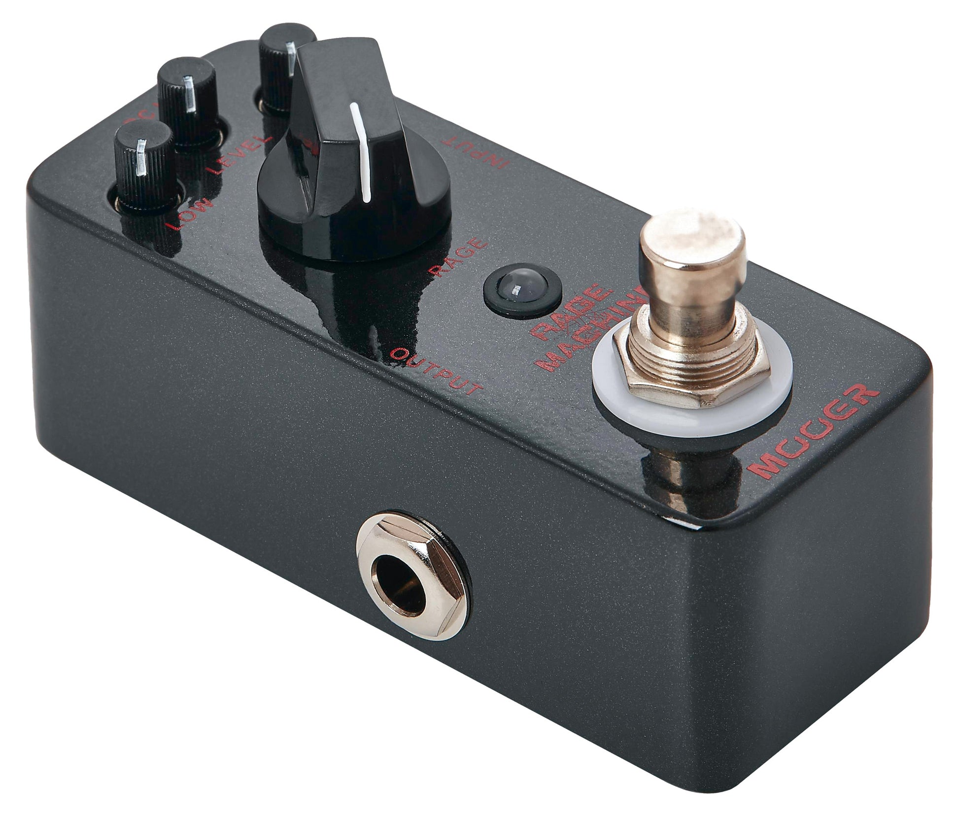Pédale RAGE MACHINE, distorsion polyvalente style heavy metal, boîtier métal, true bypass, noir