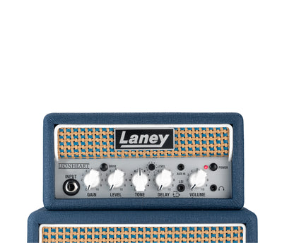 Ampli guitare MINISTACK-LION stéréo 2x 3W, look Lionheart, 4 x HP 3", 2 canaux, connectique LSI, bleu