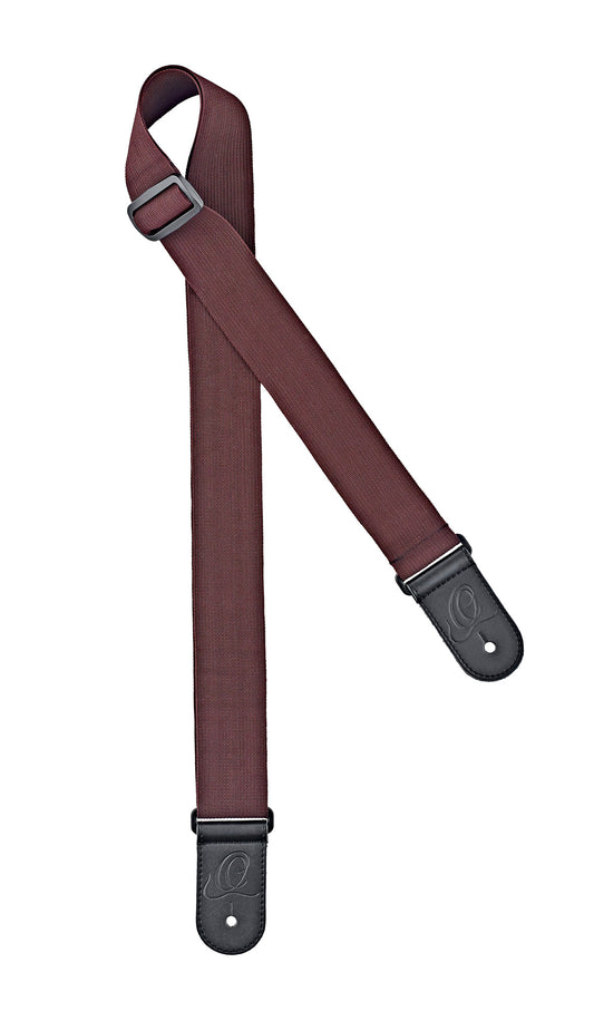 Courroie guitare, nylon, extrémités cuir, largeur 5 cm, longueur jusqu'à 180 cm, brun