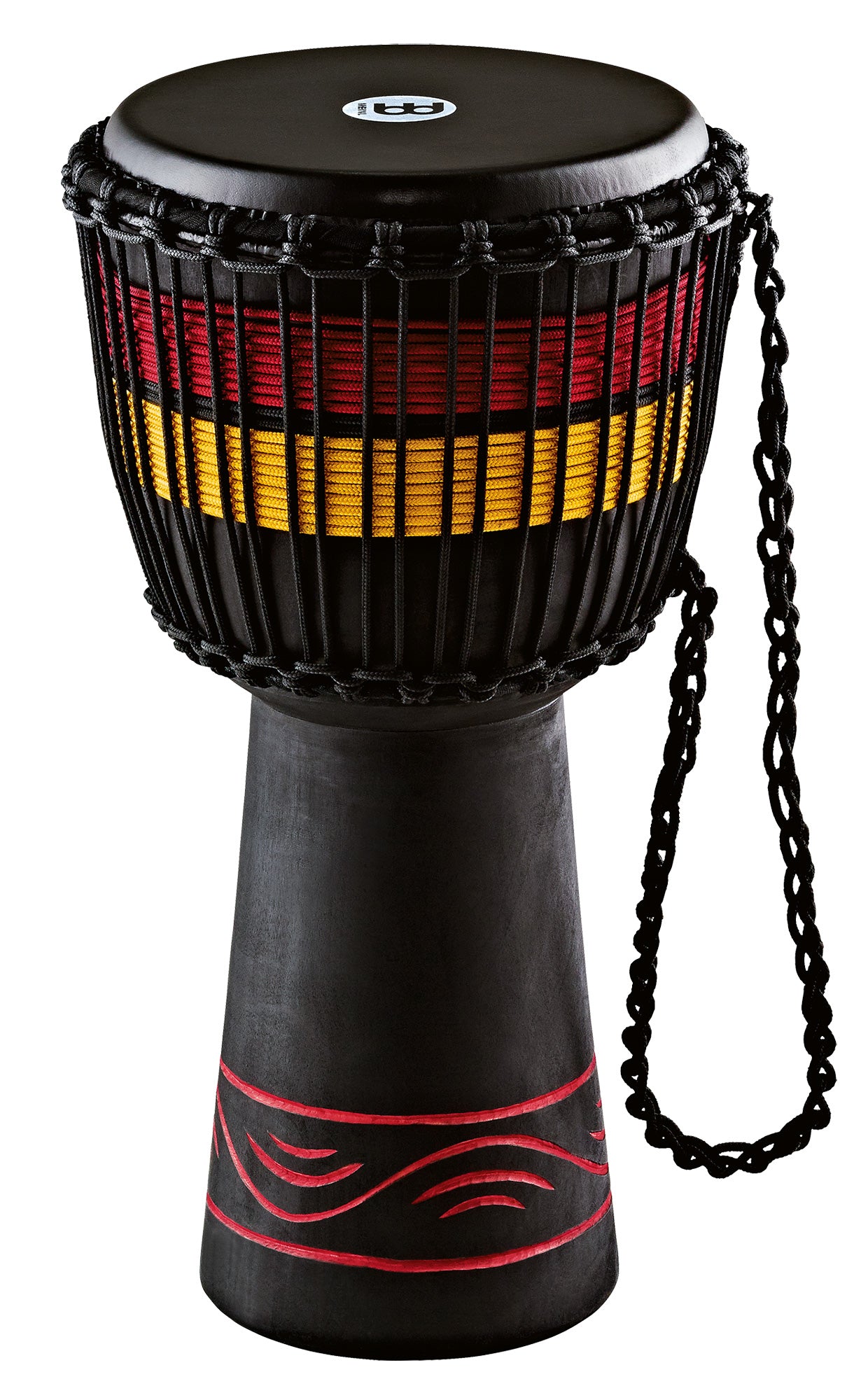 DJEMBE MEINL EARTH 10" NOIR ROUGE JAUNE, MAHOGANY, PEAU DE CHÈVRE, 61CM