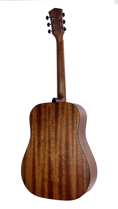 PURE-D Mahogany, forme Dreadnought, table acajou massif, f/e acajou massif, housse, naturel satiné